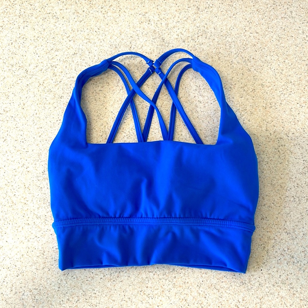 BuffBunny Exclusive Blue Criss-Cross Racer Back Sports Bra Extra Small (XS)